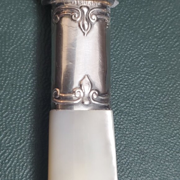 Antique Mother-of-Pearl Knife Set – Sterling Ferrule & Silver-Plated Blade - Picture 12 of 13